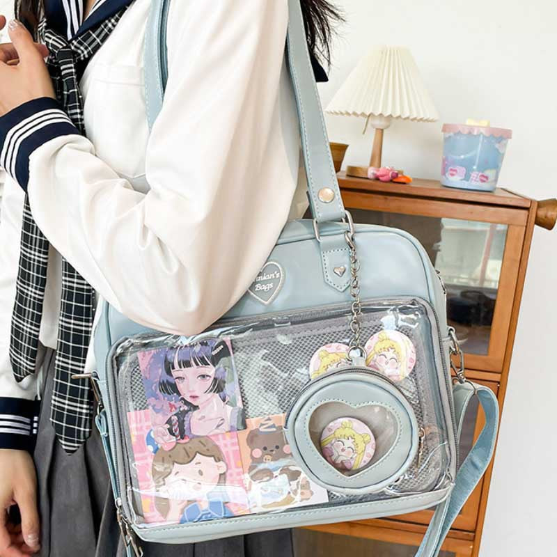 Kawaii Clear Window Ita Bag - JK Style Crossbody Display Purse