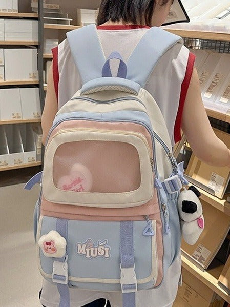 High Aesthetic Ins Style Backpack for Middle School Girls, Large Capacity Cute Dopamine Backpack