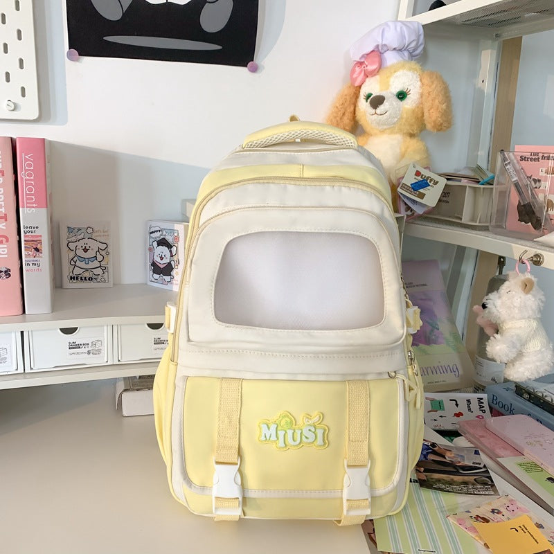 High Aesthetic Ins Style Backpack for Middle School Girls, Large Capacity Cute Dopamine Backpack