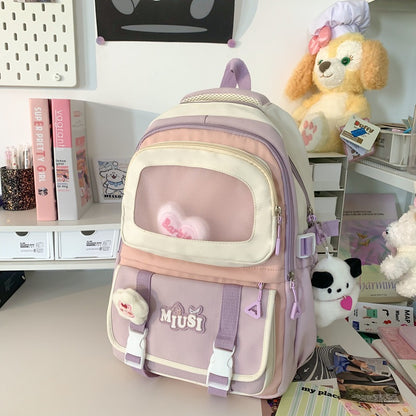 High Aesthetic Ins Style Backpack for Middle School Girls, Large Capacity Cute Dopamine Backpack