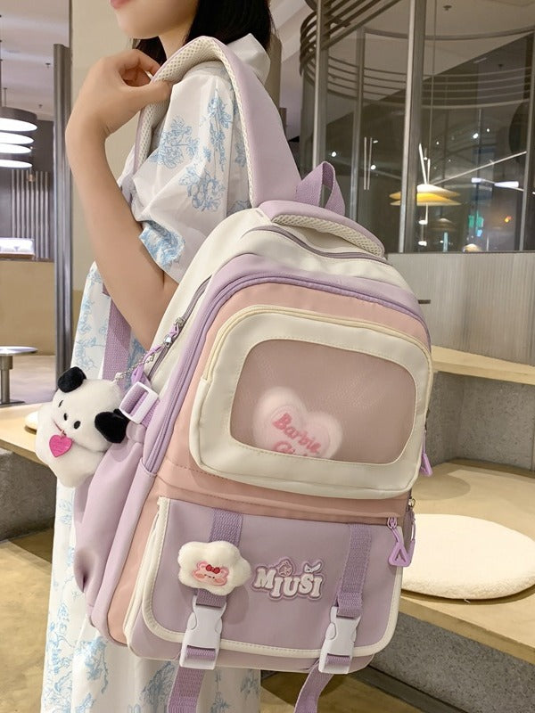 High Aesthetic Ins Style Backpack for Middle School Girls, Large Capacity Cute Dopamine Backpack