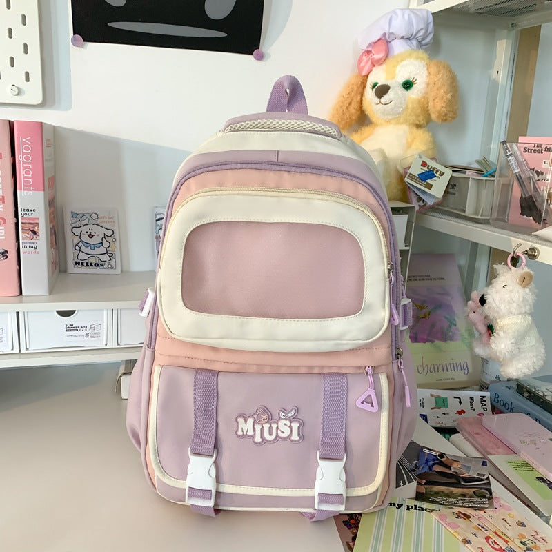 High Aesthetic Ins Style Backpack for Middle School Girls, Large Capacity Cute Dopamine Backpack