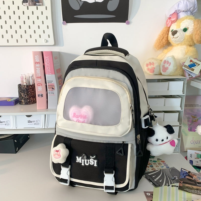 High Aesthetic Ins Style Backpack for Middle School Girls, Large Capacity Cute Dopamine Backpack